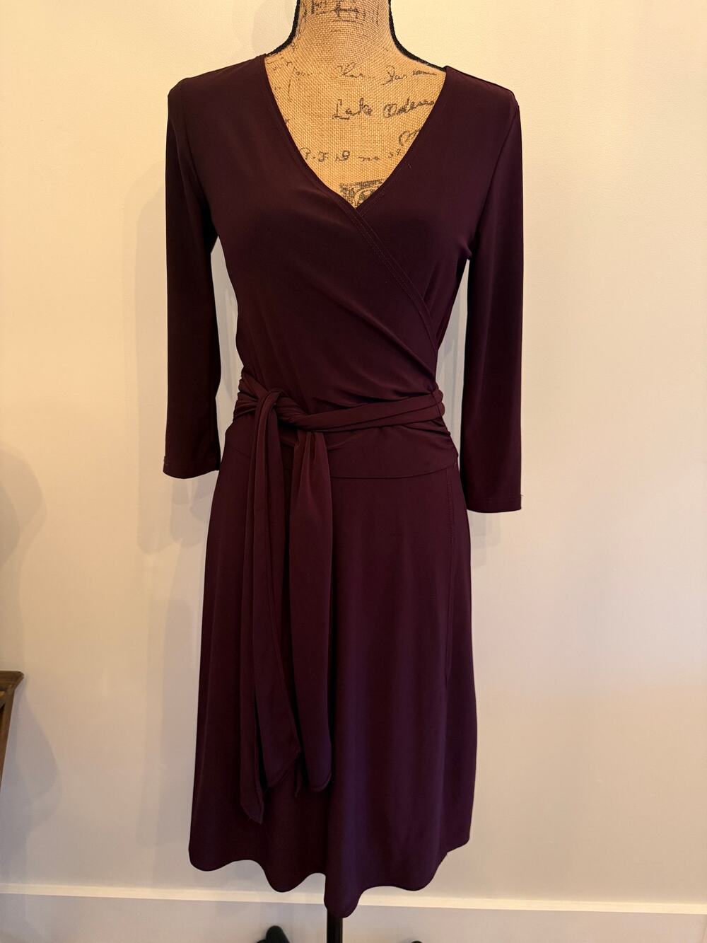 Vintage Blush Dark Purple Wrap Dress Size Small